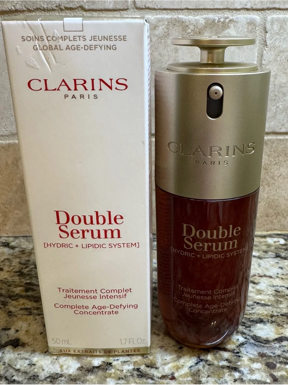 Clarins Double Serum - Burgundy and Gold Bottle